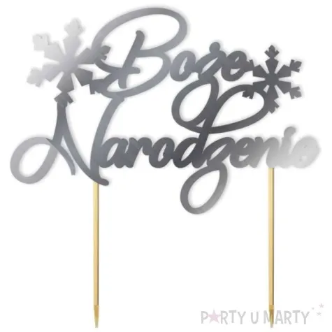 topper papierowy boze narodzenie ze sniezynka srebrny metalic 17 5x18 cm