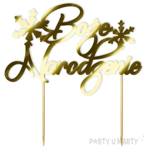 topper papierowy boze narodzenie ze sniezynka zloty metalic 17 5x18 cm