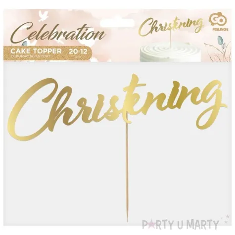 topper papierowy christening zloty metaliczny godan 20x12 cm