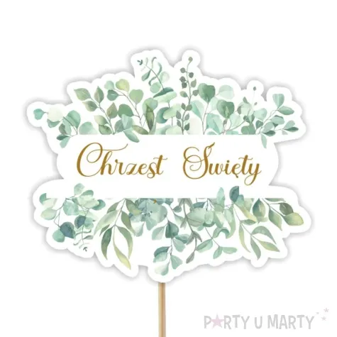 topper papierowy chrzest swiety eukaliptus beauty 20 cm