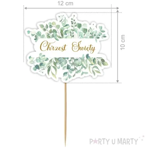 topper papierowy chrzest swiety eukaliptus beauty 20 cm