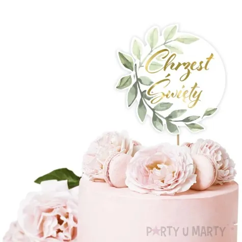 topper papierowy chrzest swiety galazka oliwna godan 23 cm