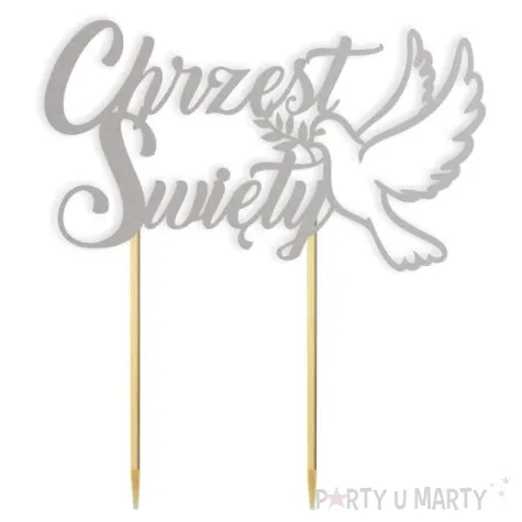 topper papierowy chrzest swiety golebica srebrny 14 5 x 16 cm