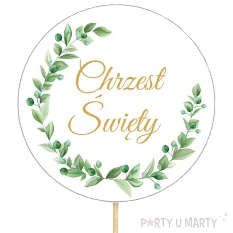 topper papierowy chrzest swiety listki dekolo 20 x 7 cm