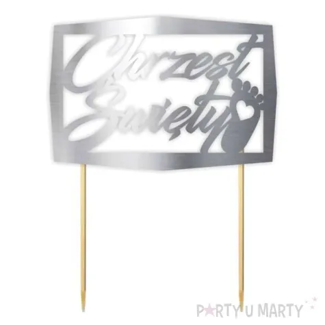 topper papierowy chrzest swiety ramka srebrny metalic 13 5 x 17 cm