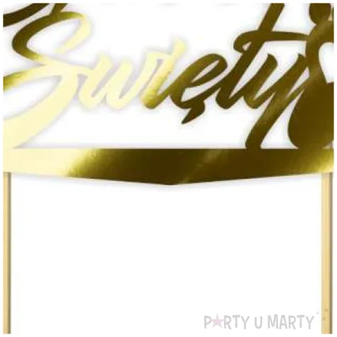 topper papierowy chrzest swiety ramka zloty metalic 13 5 x 17 cm