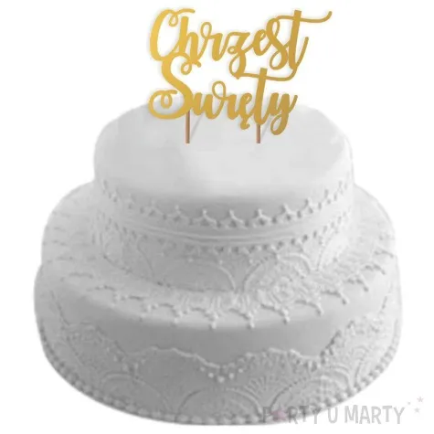 topper papierowy chrzest swiety zawijaski zloty 14 5 x 17 cm