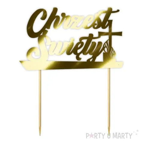 topper papierowy chrzest swiety zloty metalic 14 x 17 cm
