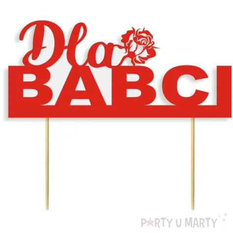 topper papierowy dla babci czerwony pasek 16 cm