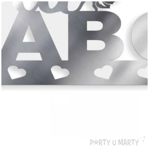 topper papierowy dla babci srebrne metalic serca 16 cm