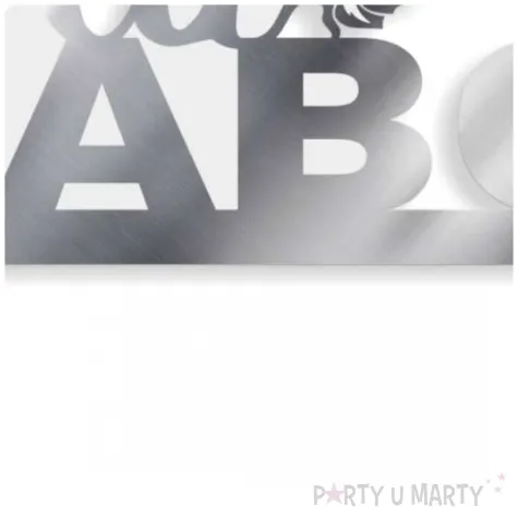 topper papierowy dla babci srebrny metalic pasek 16 cm