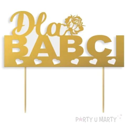 topper papierowy dla babci zlote serca 16 cm