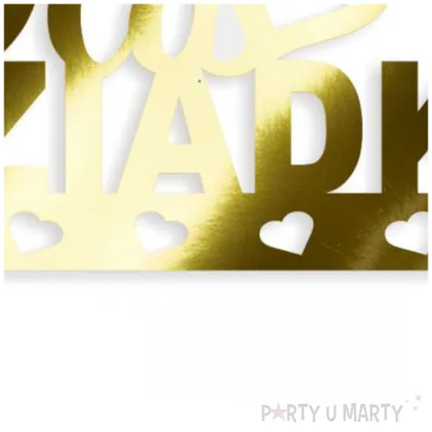 topper papierowy dla dziadka zlote metalic serca 16 cm