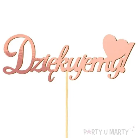 topper papierowy dziekujemy serce rozowozloty partycollection 22 x 14 cm
