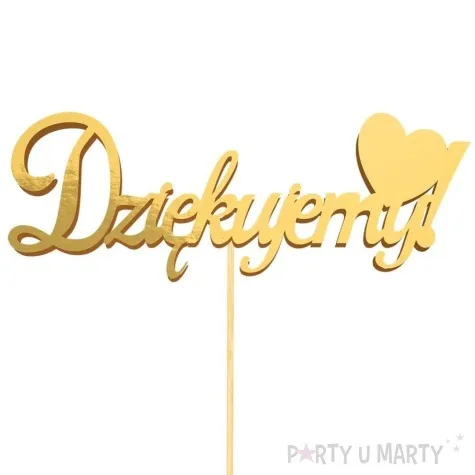 topper papierowy dziekujemy serce zloty partycollection 22 x 14 cm