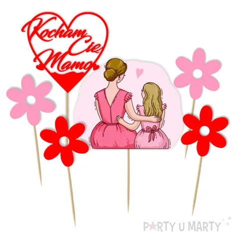 topper papierowy dzien matki kocham cie mamo 6 szt