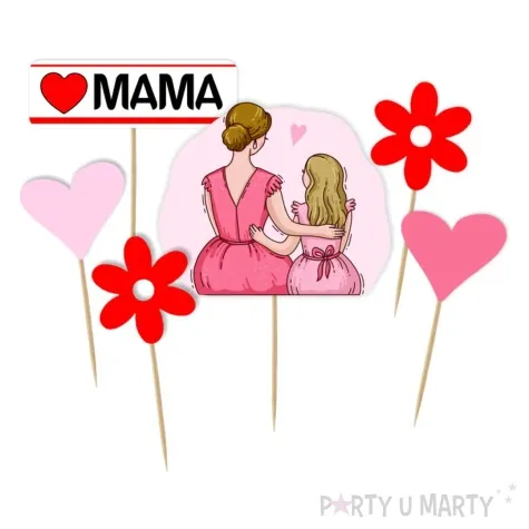 topper papierowy dzien matki love mama 6 szt