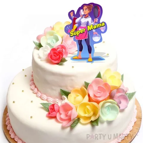 topper papierowy dzien matki super mama 20 cm