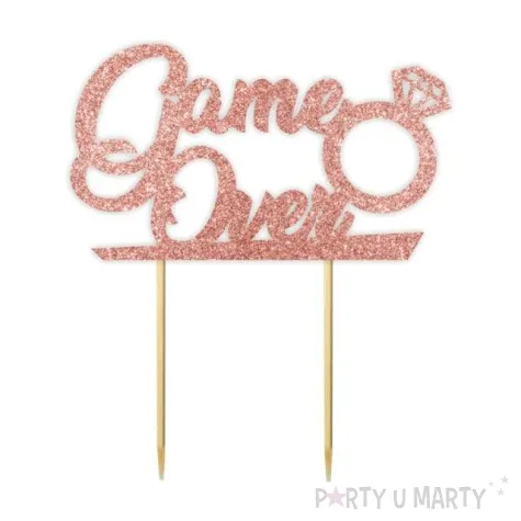 topper papierowy game over diament rose gold brokat 13 5 x 16 cm