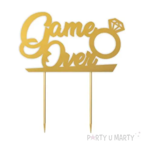 topper papierowy game over diament zloty 13 5 x16 cm