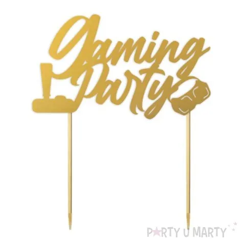 topper papierowy gaming party zloty 14 x 16 cm