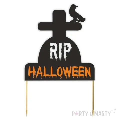 topper papierowy halloween nagrobek czarny i oranz 14x22 cm