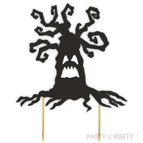 topper papierowy halloween straszne drzewo czarny 15x19 cm