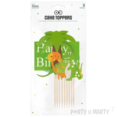 topper papierowy happy birthday dinozaury mix partypal 11 17 5 cm 9 szt