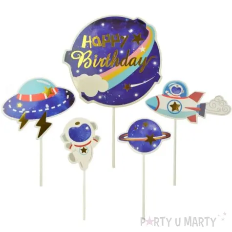 topper papierowy happy birthday galaxy granatowa arpex 5 szt