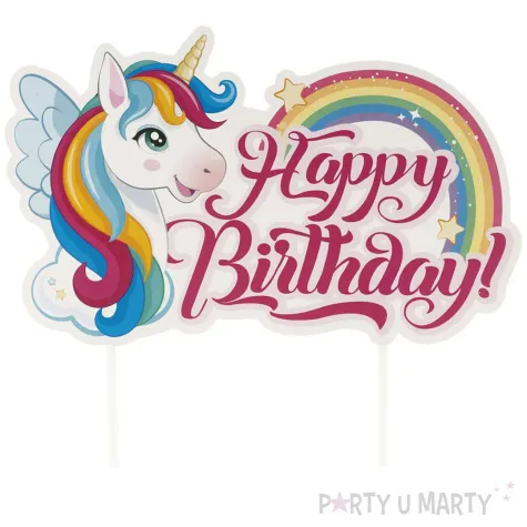 topper papierowy happy birthday jednorozec dekora 23 5 cm