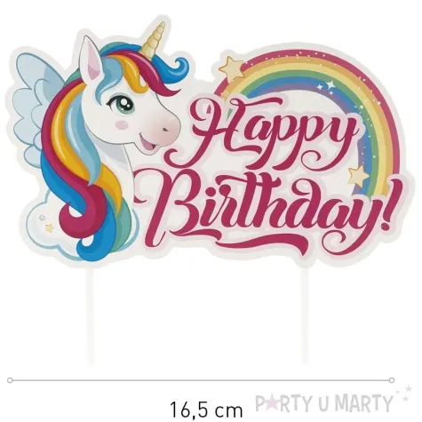 topper papierowy happy birthday jednorozec dekora 23 5 cm