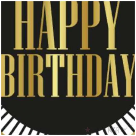 topper papierowy happy birthday paski czarno zloty godan 10x20 cm