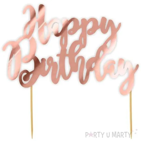 topper papierowy happy birthday rose gold metalic 18x19 cm