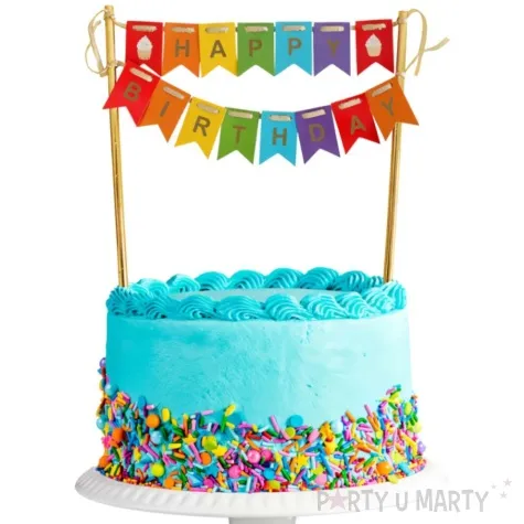 topper papierowy happy birthday teczowe flagi godan 19 5 cm