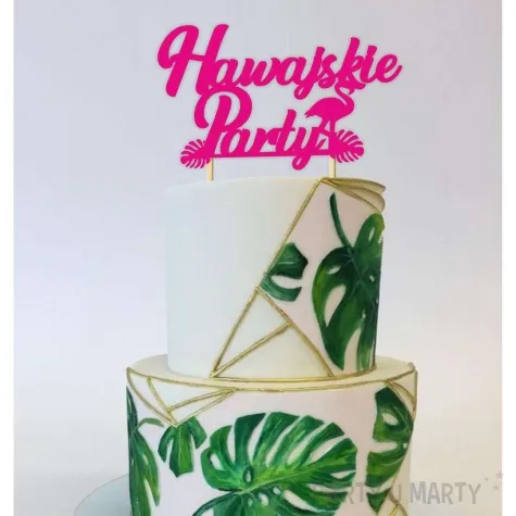 topper papierowy hawajskie party fuksja 13 x 16 cm