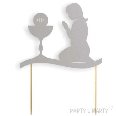 topper papierowy i komunia sw dziewczynka srebrna 17 cm