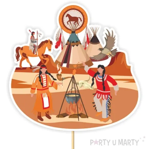 topper papierowy indianska wioska 20 cm