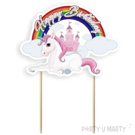 topper papierowy jednorozec happy birthday 19 cm
