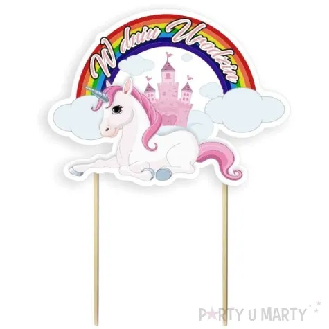 topper papierowy jednorozec w dniu urodzin 19 cm