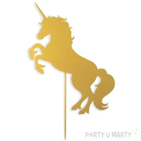 topper papierowy jednorozec zlota 15 cm