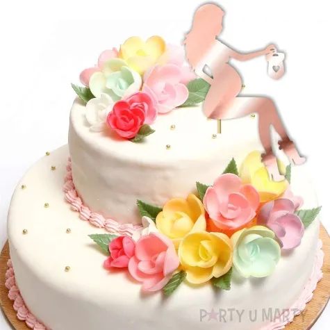 topper papierowy kobieta w ciazy spioszki rose gold metalic 10x18 cm