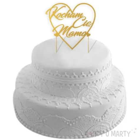 topper papierowy kocham cie mamo zlota 14 cm