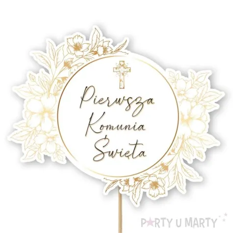 topper papierowy komunia gold line 20 cm