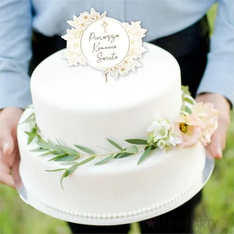 topper papierowy komunia gold line 20 cm