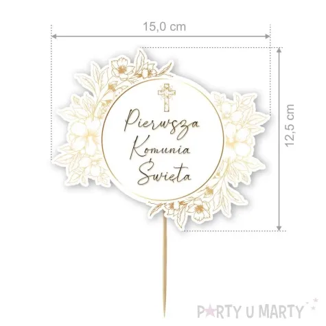 topper papierowy komunia gold line 20 cm