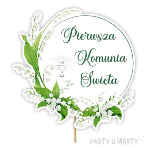 topper papierowy komunia konwalie 20 cm