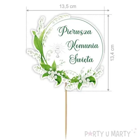 topper papierowy komunia konwalie 20 cm