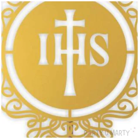 topper papierowy komunia sw ihs ornament zloty 24 cm