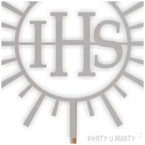 topper papierowy komunia sw ihs promienie srebrny 24 cm
