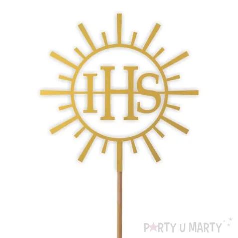 topper papierowy komunia sw ihs promienie zloty 24 cm